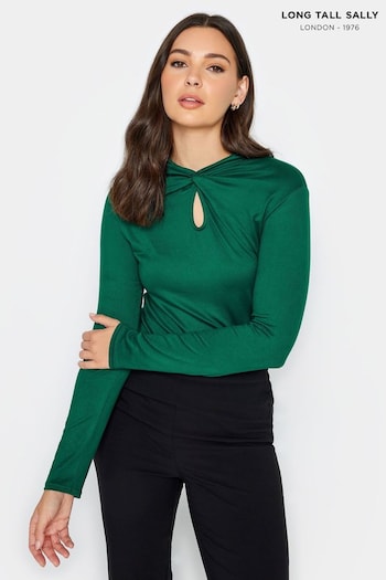 Long Tall Sally Green Twist Front Keyhole Top (K76281) | £24