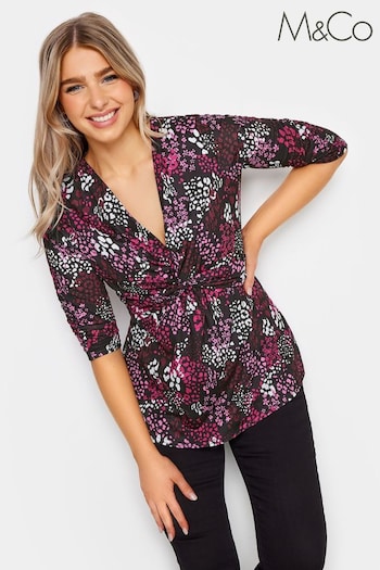 M&Co Pink Long Sleeve Twist Front Top (K76330) | £31