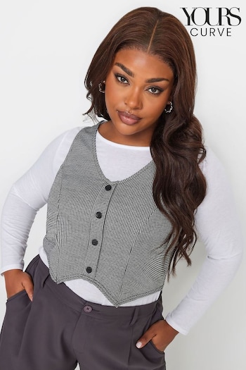 Yours Curve Grey Limited Jacquard Button Front Waistcoat (K76331) | £22