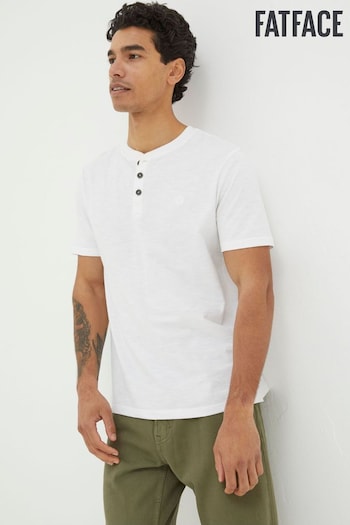 FatFace White Woodside Slub Henley T-Shirt (K76363) | £28