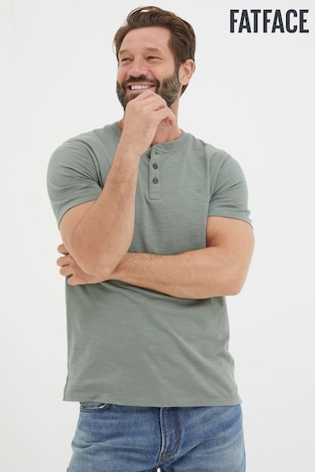 FatFace Green Organic Woodside Slub Henley T-Shirt (K76385) | £28