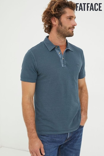 FatFace Blue Organic Fine Stripe Polo Shirt (K76419) | £35