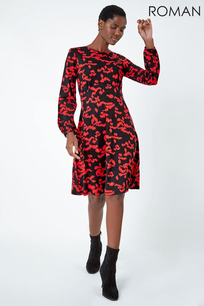 Buy Women s Red Roman Animal Print Dresses Online Next UK