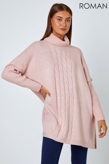 Roman Pink Cable Knit Poncho Jumper (K76516) | £40