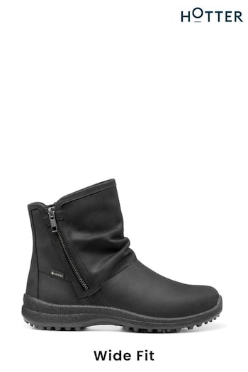 Hotter Black Terrain GTX Zip Fastening Wide Fit Boots soft (K76557) | £129