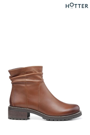 Hotter Brown Chrom Brooke Zip Fastening Regular Fit Boots cuir (K76564) | £119