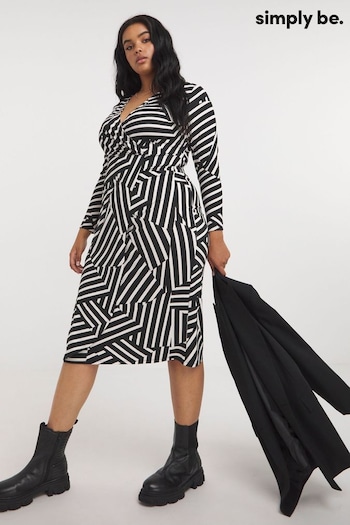 Simply Be Black Supersoft Wrap Midi Dress (K76783) | £29