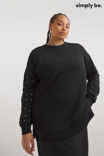 Simply Be Black Stud Sleeve Sweatshirt (K76844) | £28