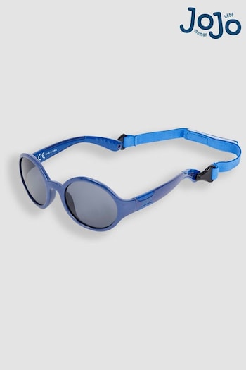 JoJo Maman Bébé Blue Flexible Geometrical Sunglasses With Strap (K76937) | £16