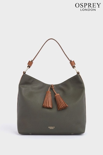 OSPREY LONDON Green The Savanna Leather Hobo Bag (K77050) | £125