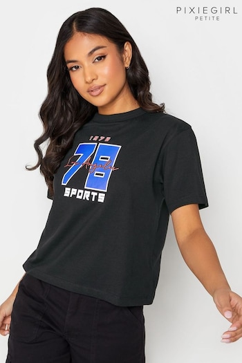 PixieGirl Petite Black Sport 78 T-Shirt (K77195) | £17