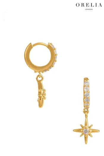Orelia London Gold Tone Xmas Stripe Cracker Pave Starburst Earrings (K77208) | £28