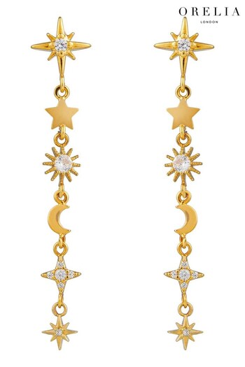 Orelia London Gold Tone Mixed Celestial Charm Drop Earrings (K77210) | £35