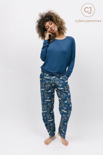 Cyberjammies Blue Woodland Print Modal Pyjama Set (K77278) | £48