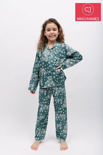 Cyberjammies Green Leopard Print Long Sleeve Pyjama Set (K77280) | £25