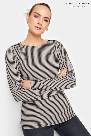 Long Tall Sally Black Fine Stripe T-Shirt (K77463) | £19