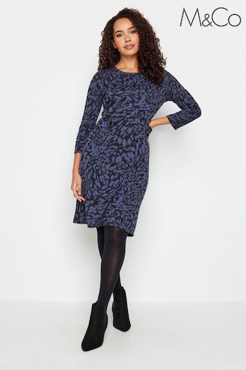 M&Co Blue Jacquard Shift Dress (K77487) | £34
