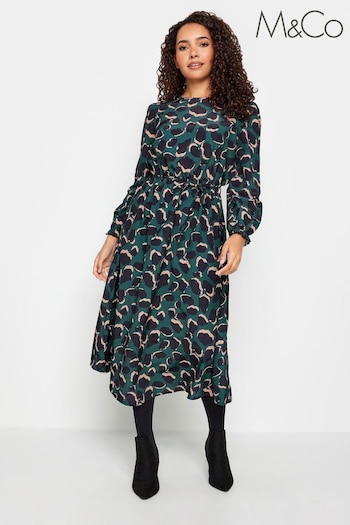 M&Co Green Long Sleeve Smock Dress (K77504) | £39