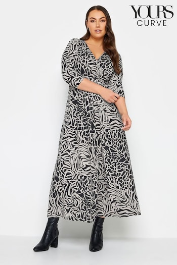 Yours Curve Black/White Maxi Wrap Dress (K77517) | £37