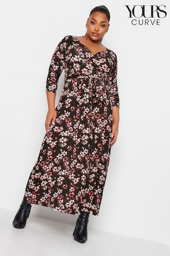 Yours Curve Black/Red Maxi Wrap Dress (K77519) | £37