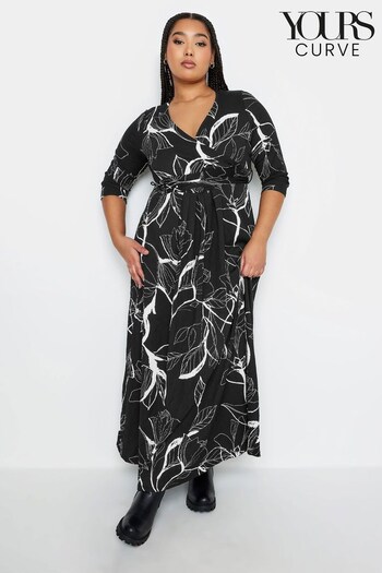 Yours Curve Black Wrap Dress (K77520) | £37