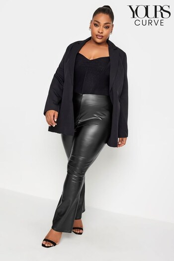 Yours Curve Black Limited Coated Flare Leggings (K77542) | £27