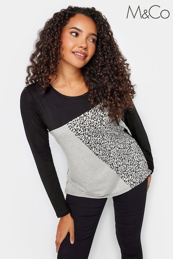 M&Co Grey Long Sleeve Cutabout Top (K77548) | £24