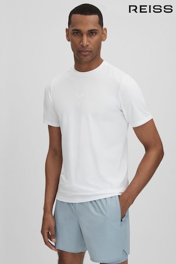 Reiss White Jax Castore Performance Crew Neck T-Shirt (K77611) | £58