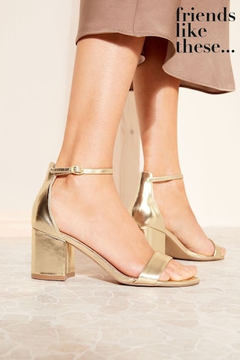 Friends Like These Gold Regular Fit Low Block Heel Sandal (K77629) | £32