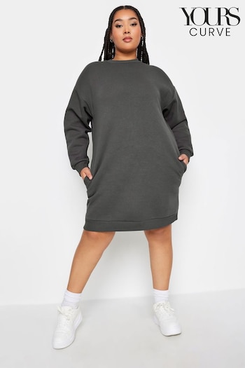 Yours Curve Grey Sweat Tunic Dress (K77685) | £27
