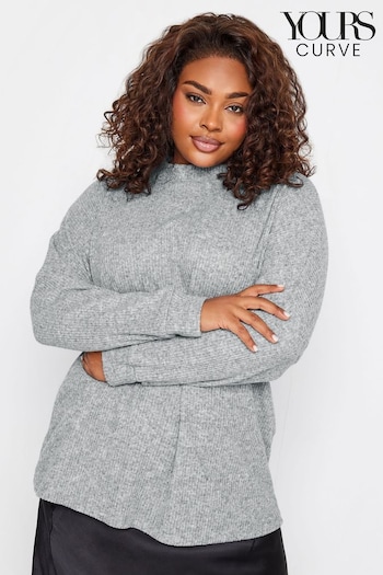 Yours Curve Grey Soft Touch Ribbed Jumper (K77700) | £29