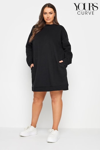 Yours Curve Black Sweat Tunic Dress With (K77705) | £27