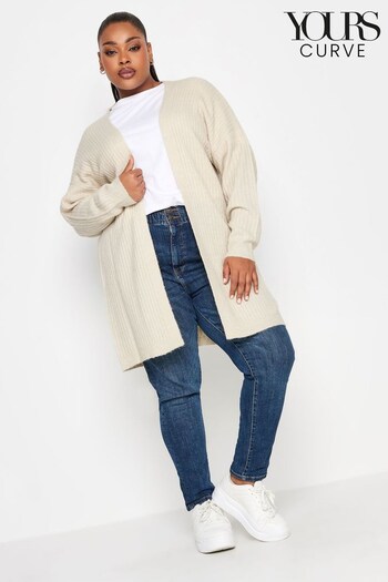 Yours Curve Natural All Over Ribbed Edge To Edge Cardigan (K77726) | £34