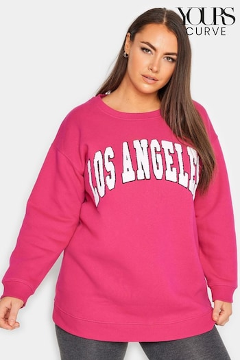 Yours Curve Pink Embroidered Slogan Sweatshirt (K77764) | £29