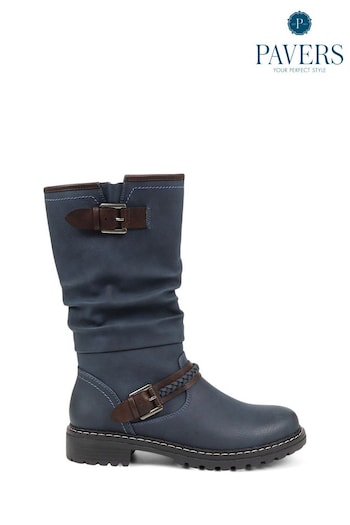 Pavers Blue Buckle Mid Calf Boots (K77814) | £48