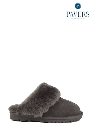 Pavers Grey Sheepskin Lined Slippers (K77830) | £40