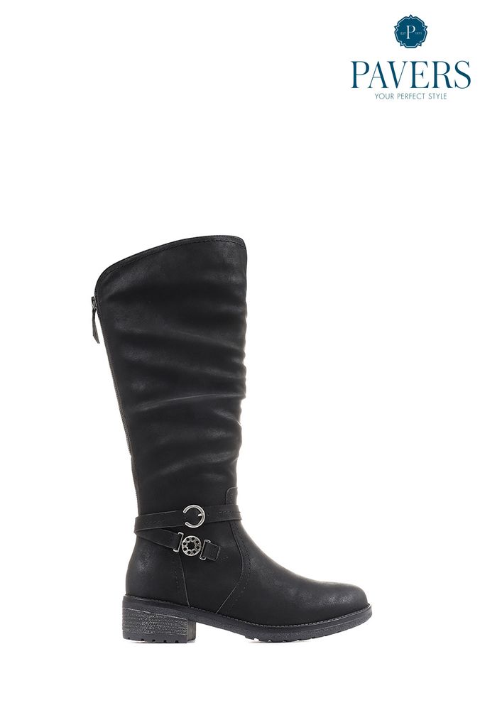 Pavers black knee high sale boots