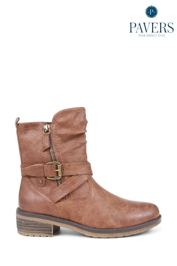 Pavers Brown Zip Up Tall Ankle Boots (K77868) | £55