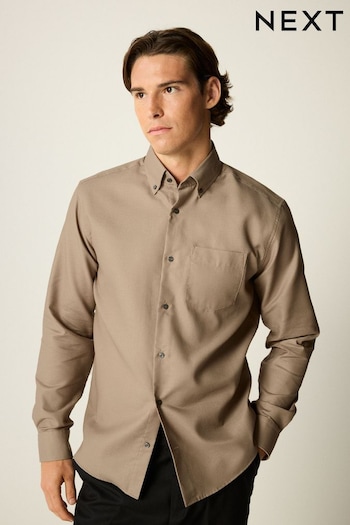 Neutral Brown Waffle Texture Single Cuff Shirt (K77883) | £29