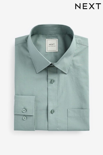 Seafoam Green Long Sleeve Single Cuff Formal Shirt Made From Paper Touch Cotton Poplin Fabric (K77886) | £29
