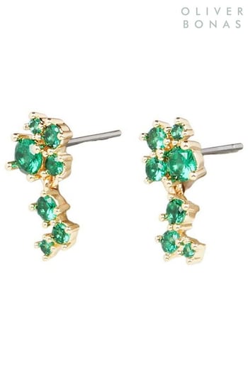Oliver Bonas Zara Green Stem Stud Earrings (K77954) | £9.50