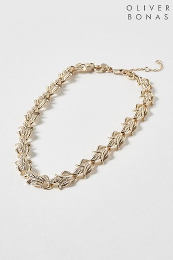 Oliver Bonas Silver Tone Aster Vintage Chunky Golden Chain Collar Necklace (K77980) | £28