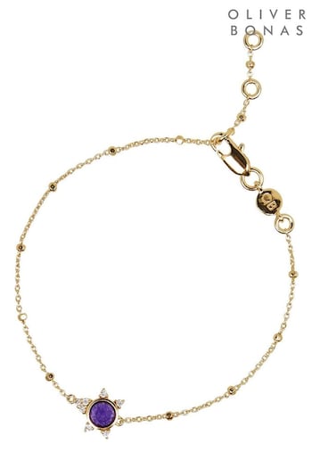 Oliver Bonas Maribel Lavender Quartz Star Gold Plated Chain Bracelet (K78002) | £42