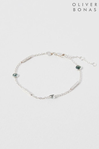 Oliver Bonas  Katelyn Tourmaline & Bar Silver Chain Bracelet (K78009) | £42