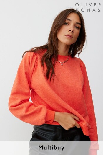 Oliver Bonas Gathered Shoulder Orange Marl Sweatshirt (K78016) | £45