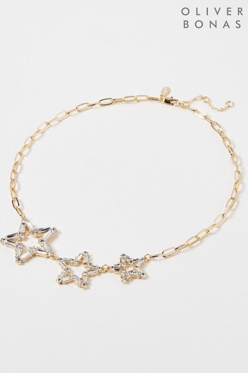 Oliver Bonas Gold Tone Raya Starburst Chain Short Necklace (K78035) | £26