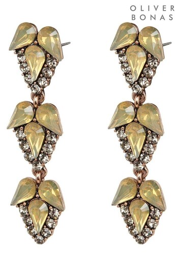Oliver Bonas Green Gloria Petal Drop Earrings (K78054) | £22