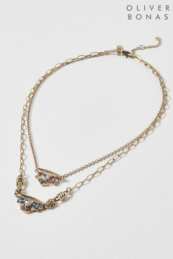 Oliver Bonas Blue Harmony Multi Stone Pendant Layered Necklace (K78057) | £28