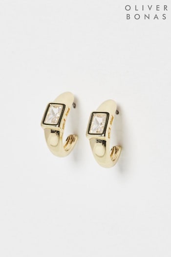 Oliver Bonas Gold Tone Gabriella Glass Stone Hoop Earrings (K78064) | £12.50