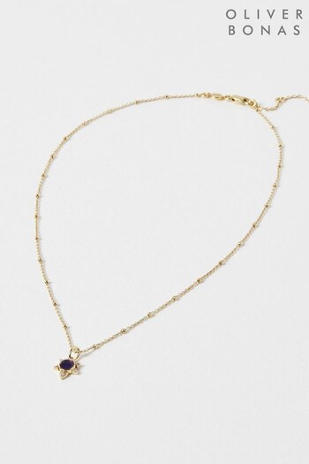 Oliver Bonas Purple Maribel Lavender Quartz Star Gold Plated Pendant Necklace (K78066) | £49.50